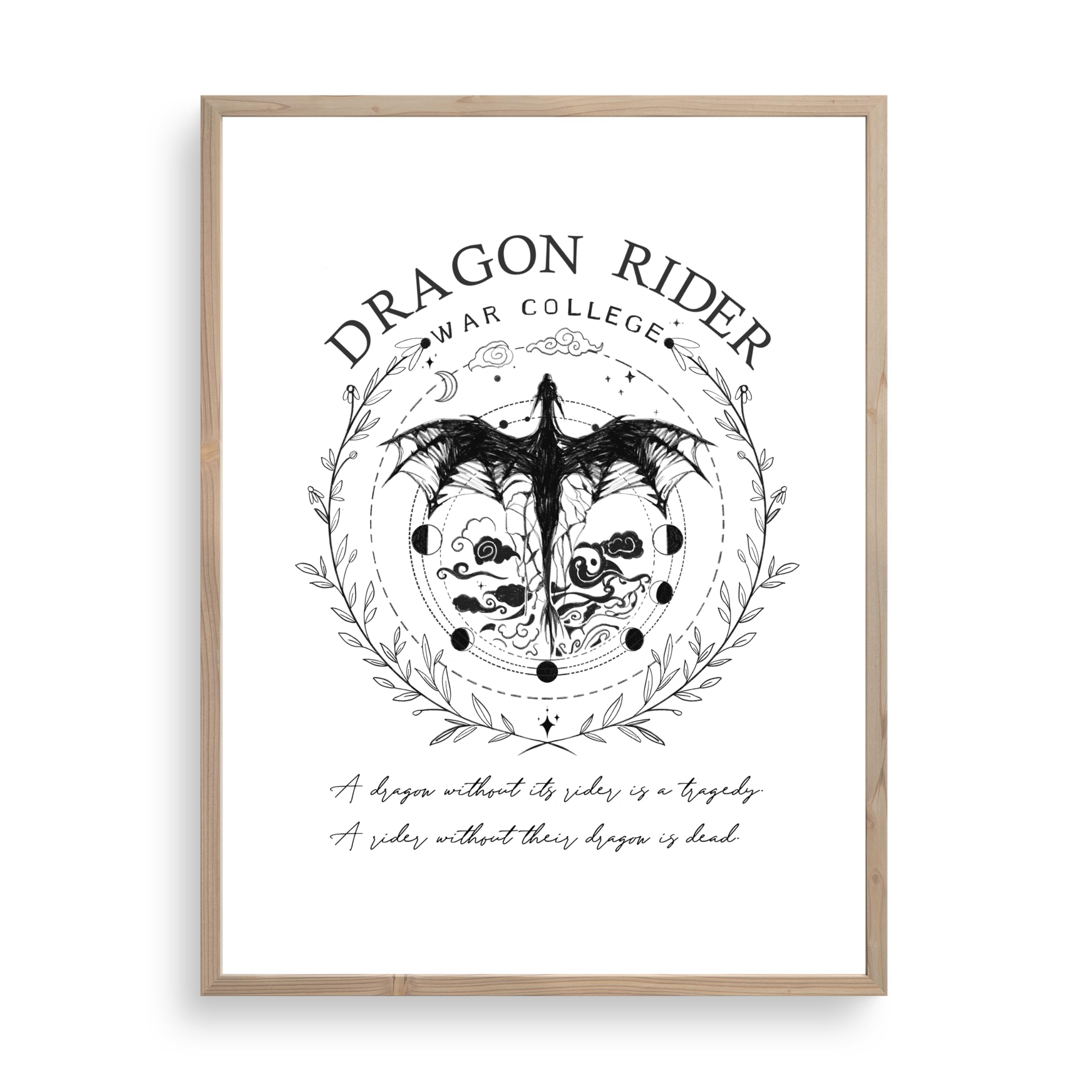 TwoDays 4th Wing Bookish Merch Inspired by Ride or Die Wall Art